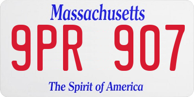 MA license plate 9PR907