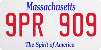 MA license plate 9PR909