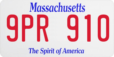 MA license plate 9PR910