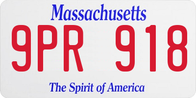 MA license plate 9PR918