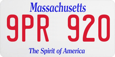 MA license plate 9PR920