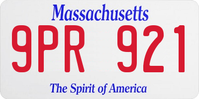 MA license plate 9PR921