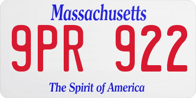 MA license plate 9PR922