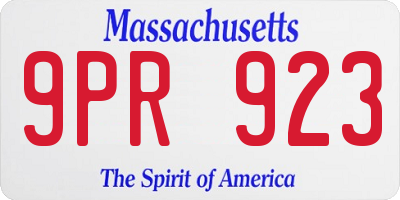 MA license plate 9PR923
