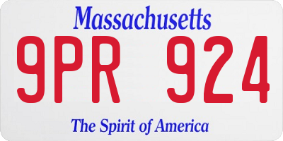 MA license plate 9PR924