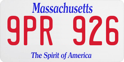 MA license plate 9PR926