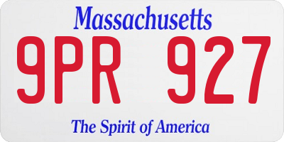 MA license plate 9PR927