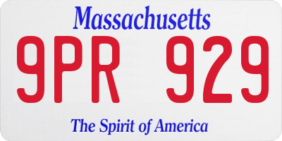 MA license plate 9PR929