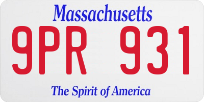 MA license plate 9PR931