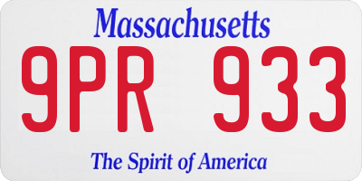 MA license plate 9PR933