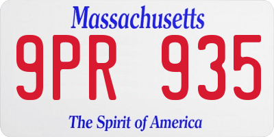 MA license plate 9PR935