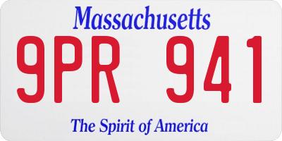 MA license plate 9PR941