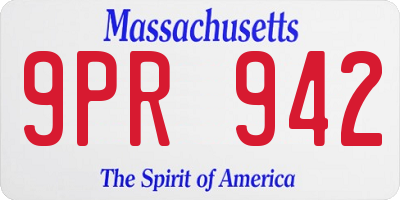 MA license plate 9PR942
