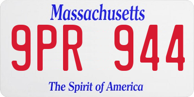 MA license plate 9PR944