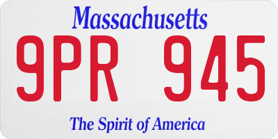 MA license plate 9PR945