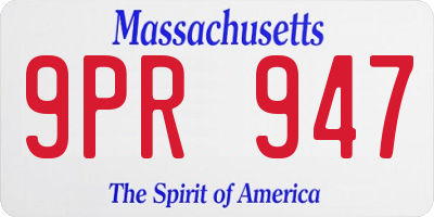 MA license plate 9PR947