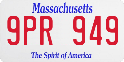 MA license plate 9PR949
