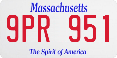 MA license plate 9PR951