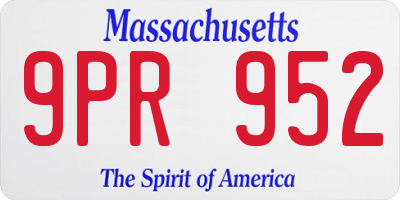 MA license plate 9PR952