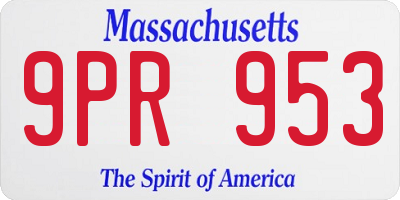 MA license plate 9PR953