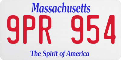 MA license plate 9PR954