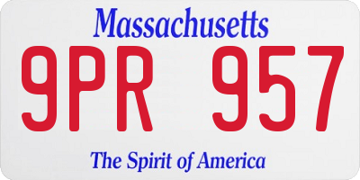MA license plate 9PR957