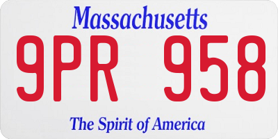 MA license plate 9PR958