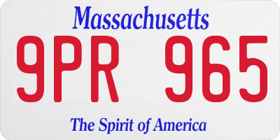 MA license plate 9PR965