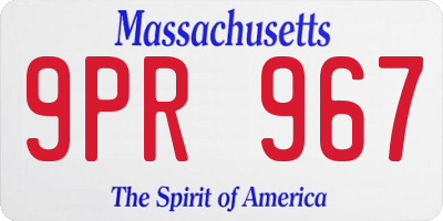 MA license plate 9PR967