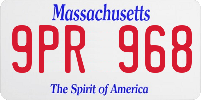 MA license plate 9PR968