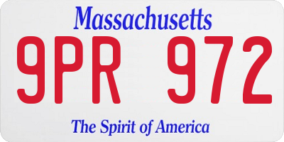 MA license plate 9PR972