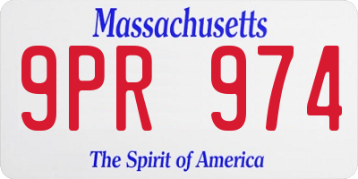 MA license plate 9PR974
