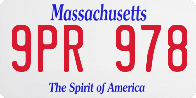 MA license plate 9PR978