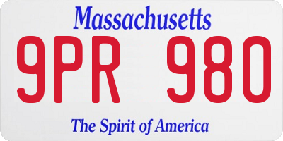 MA license plate 9PR980