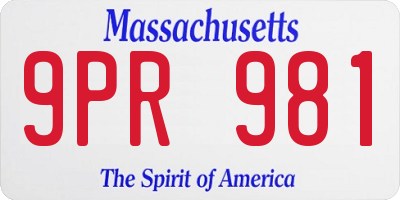 MA license plate 9PR981