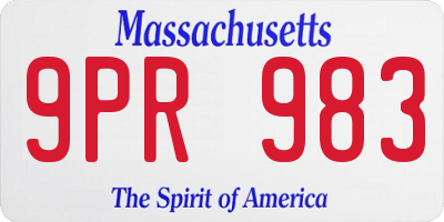 MA license plate 9PR983