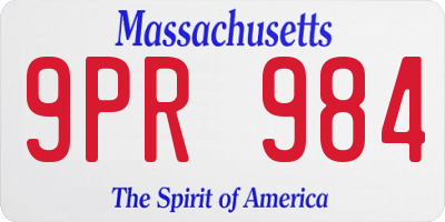 MA license plate 9PR984
