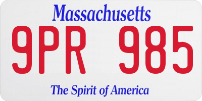 MA license plate 9PR985
