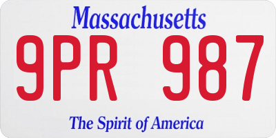 MA license plate 9PR987