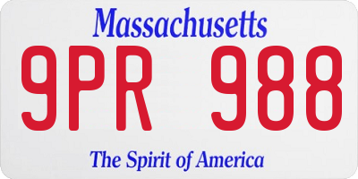 MA license plate 9PR988