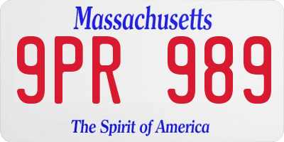 MA license plate 9PR989