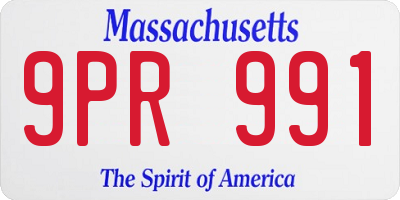 MA license plate 9PR991
