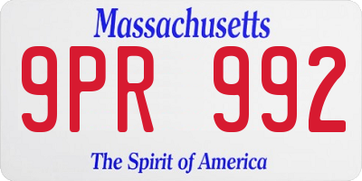 MA license plate 9PR992
