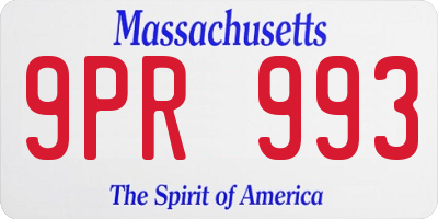MA license plate 9PR993