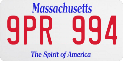 MA license plate 9PR994