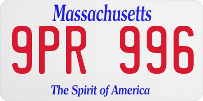 MA license plate 9PR996