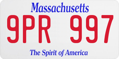 MA license plate 9PR997