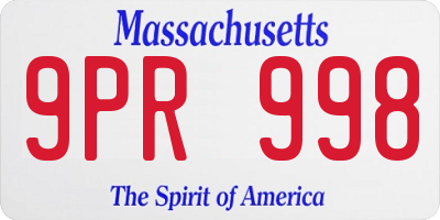 MA license plate 9PR998