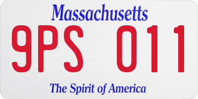 MA license plate 9PS011