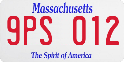 MA license plate 9PS012